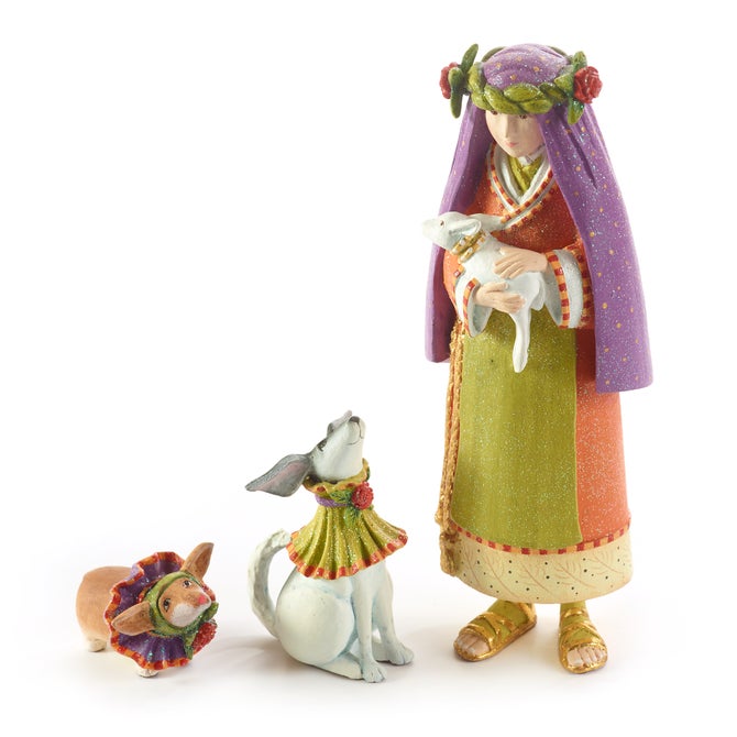 Patience Brewster Nativity Shepherdess with Dog Figures - {current_domain}