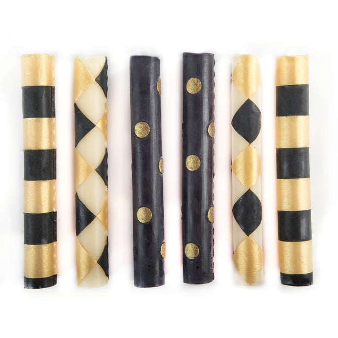 Mini Black & Gold Dinner Candles, Set of 6 - {current_domain}