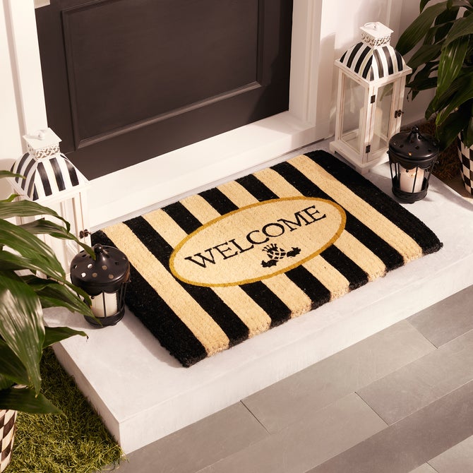 Welcome Awning Stripe Entrance Mat - {current_domain}