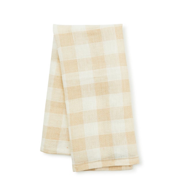 Tan Check Linen Dish Towel - {current_domain}
