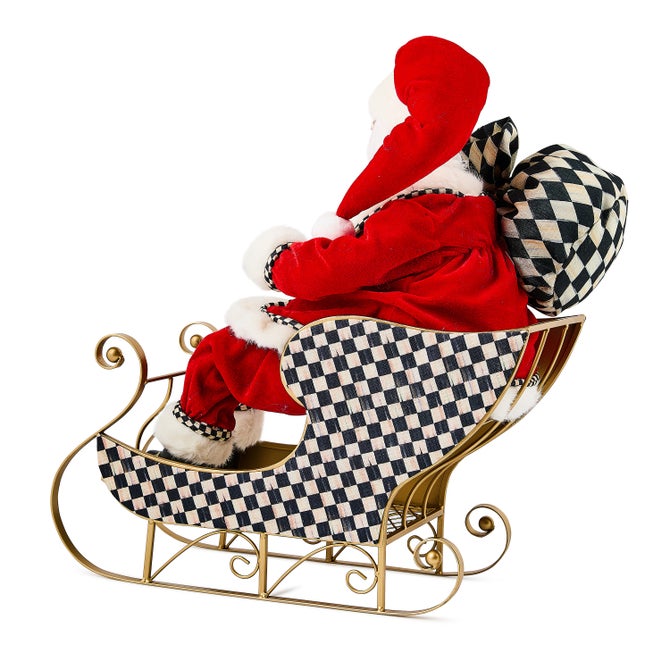 Classic Courtly Fabric Santa In Sleigh - {current_domain}