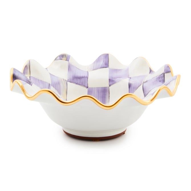 Plum Check Ceramic Fluted Breakfast Bowl - {current_domain}