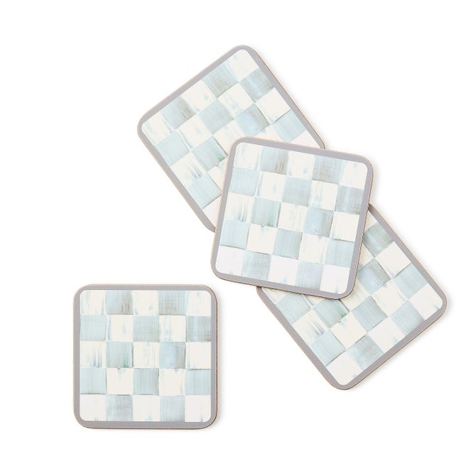 Sterling Check Cork Back Coasters, Set of 4 - {current_domain}