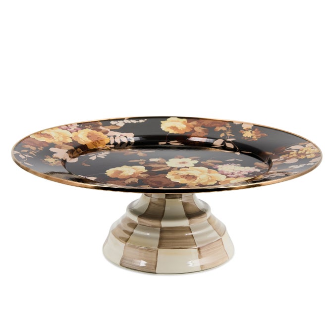Wild Rose Brown Large Pedestal Platter - {current_domain}