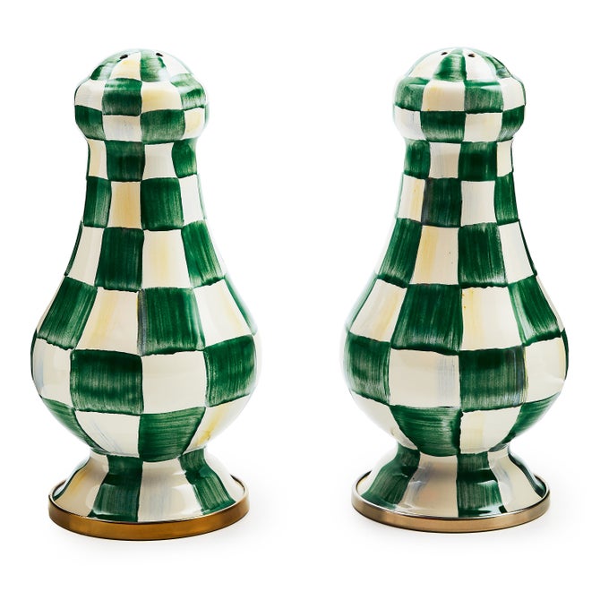 Emerald Check Large Salt & Pepper Shakers - {current_domain}