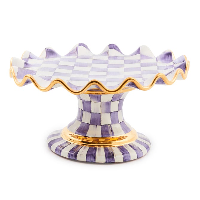 Plum Check Ceramic Fluted Cake Stand - {current_domain}