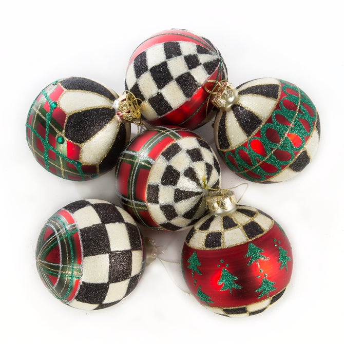 Tartan Glass Ball Ornaments, Set of 6 - {current_domain}