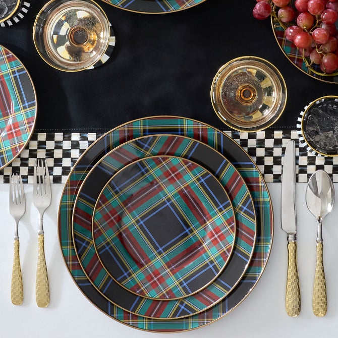 Tartan Black Salad/Dessert Plate, Set of 4 - {current_domain}