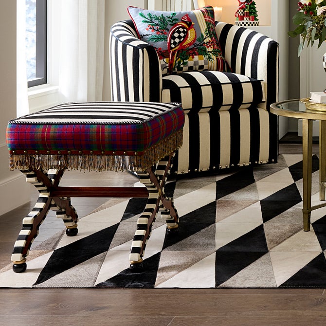 On Wall Street Stripe Cushioned Accent Stool - {current_domain}