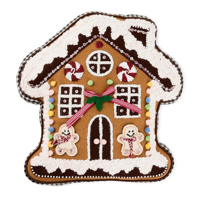 Gingerbread House Shaped Throw Pillow - {current_domain}