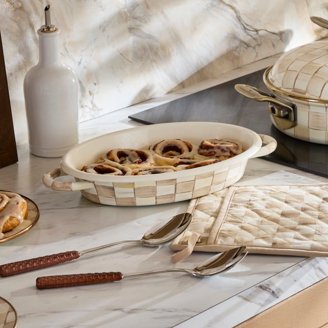 Mocha Check Medium Oval Gratin Dish - {current_domain}