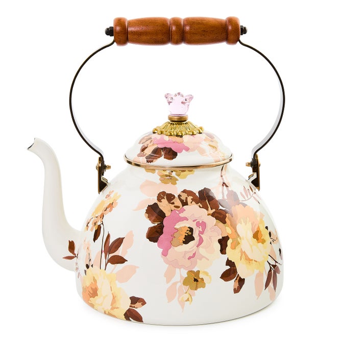 Wild Rose White 3 Quart Tea Kettle - {current_domain}
