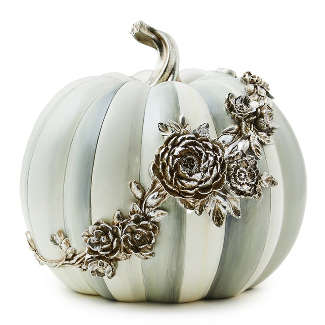 Sterling Stripe Silver Floral Garland Pumpkin - {current_domain}