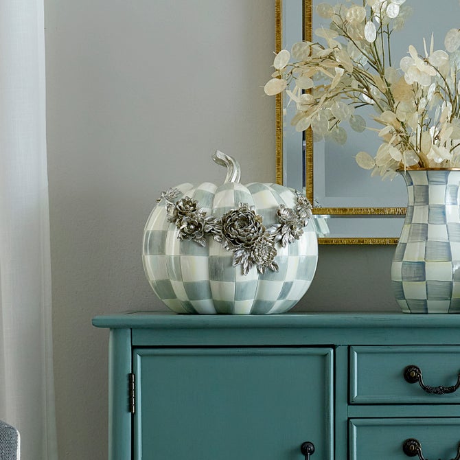 Sterling Check Silver Floral Garland Pumpkin - {current_domain}