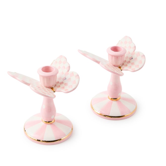 Rosy Check Tall Butterfly Candlesticks, Set of 2 - {current_domain}