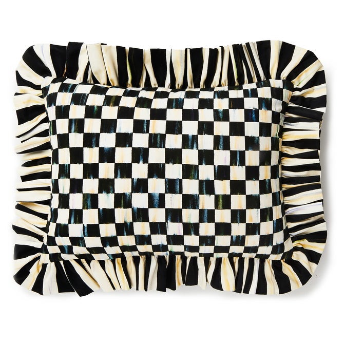 Courtly Check Ruffle Lumbar Pillow - {current_domain}