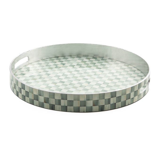 Sterling Check Lacquer Round Tray - {current_domain}