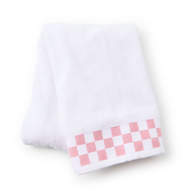 Bath Towel with Rose Check Border - {current_domain}