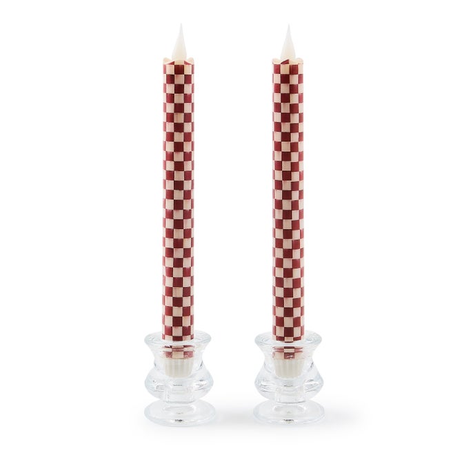 Cherry Check Flameless Dinner Candles, Set of 2 - {current_domain}