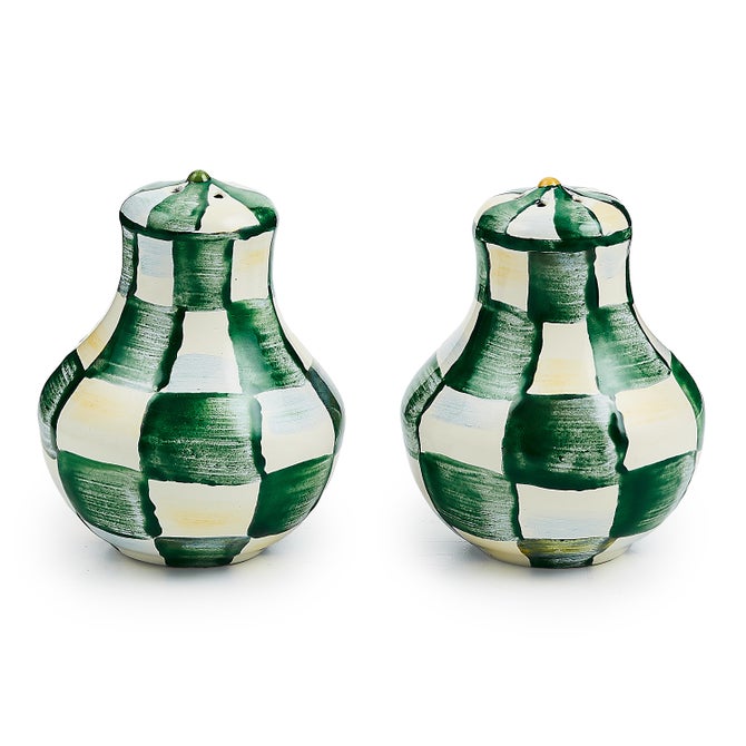 Emerald Check Salt & Pepper Shakers - {current_domain}