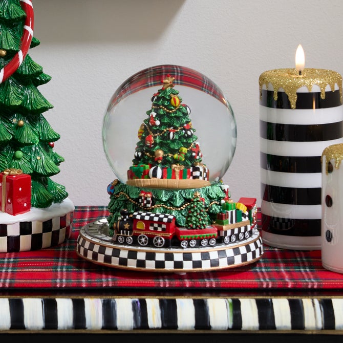 Cozy Christmas Tree & Train Snow Globe - {current_domain}