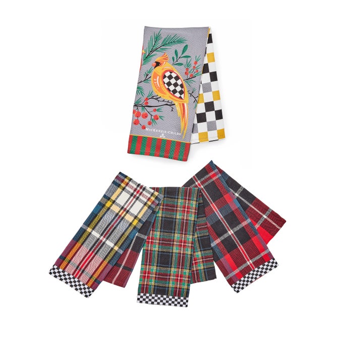 Holiday Cardinal & Tartan Check Assorted Woven Dish Towels Set - {current_domain}
