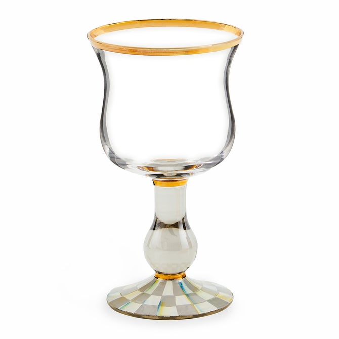 Sterling Check Wine Glass - {current_domain}
