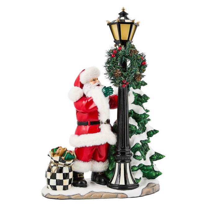 Santa by Lamp Post Illuminated Figure - {current_domain}