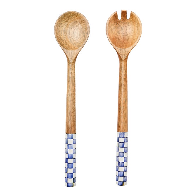 Royal Check Wood Salad Servers - {current_domain}
