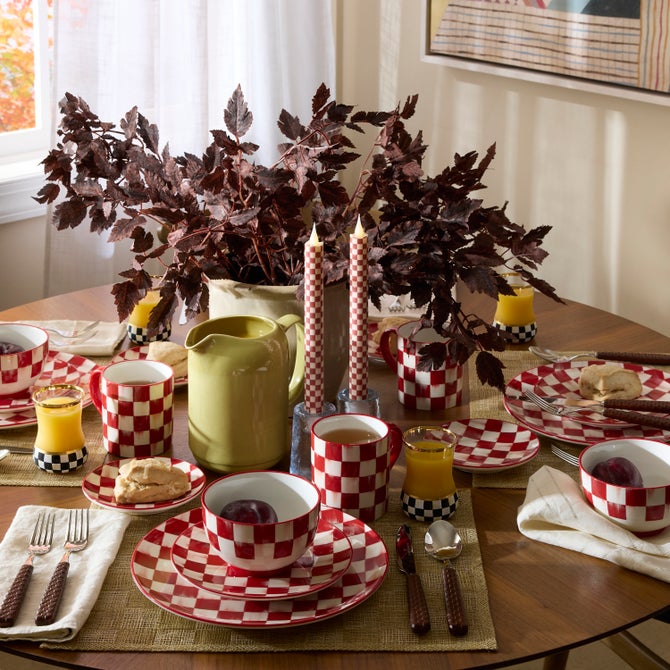 Cherry Check Flameless Dinner Candles, Set of 2 - {current_domain}