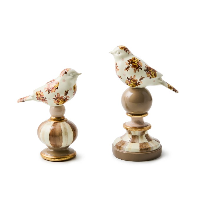 Mocha Wild Rose Bird Topiaries, Set of 2 - {current_domain}