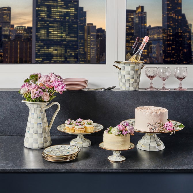 Sterling Check Mini Pedestal Platter - {current_domain}