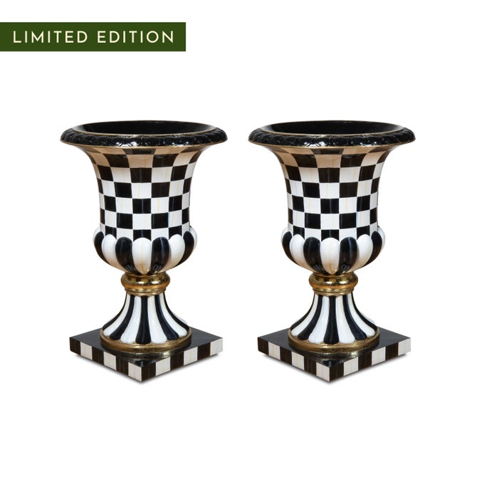 Courtly Check Pedestal Urn, Set of 2 - {current_domain}
