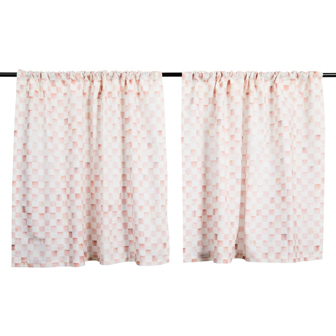Rosy Check Cafe Curtains, Set of 2 - {current_domain}