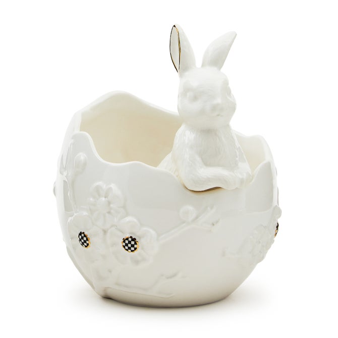 White Rabbit Ceramic Cracked Egg Bunny Bowl - {current_domain}
