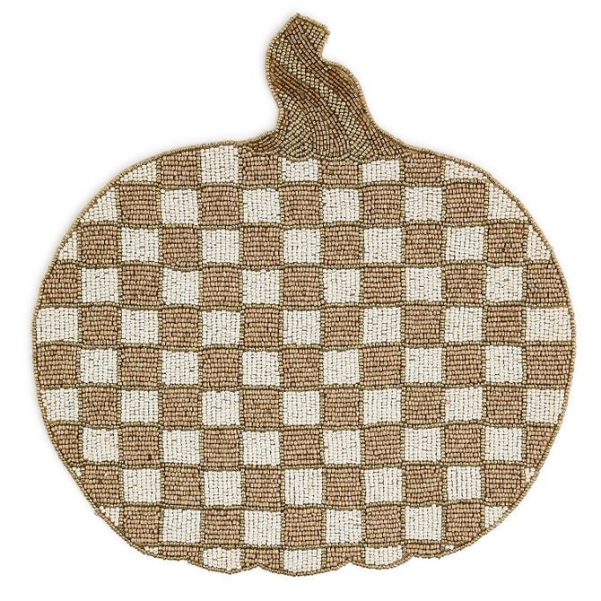 Mocha Check Pumpkin Beaded Placemat - {current_domain}