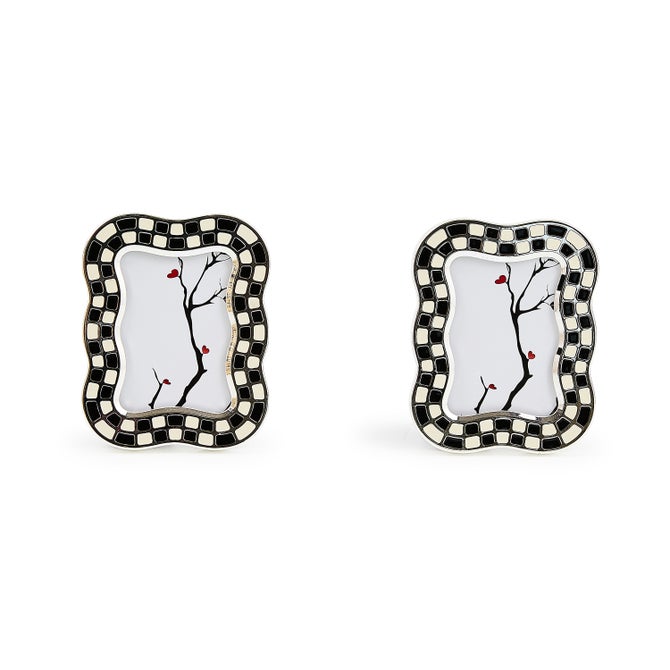 Wavy Check Silver Plated Frames, Set of 2 - {current_domain}