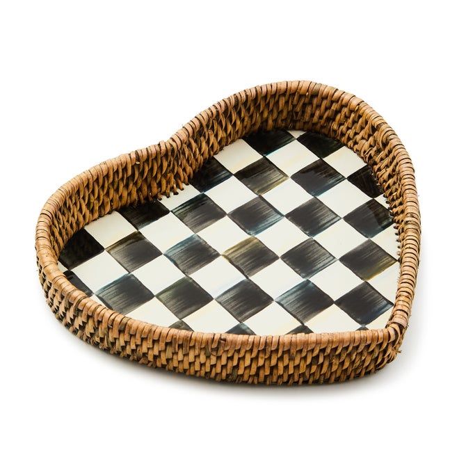 Courtly Check Enamel & Rattan Heart Tray - {current_domain}