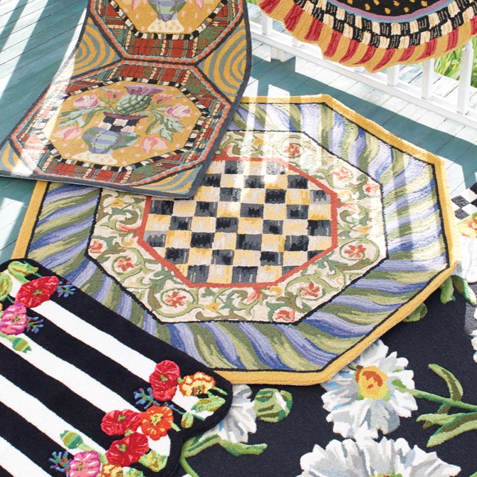 Courtly Check Purple & Green 5' Octagon Rug - {current_domain}