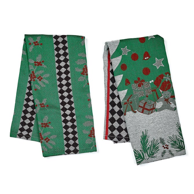 Holly & Holiday Tree Jacquard Dish Towels, Set of 2 - {current_domain}