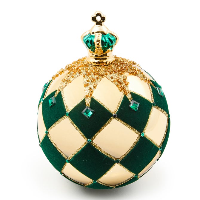 Emerald Luxe Crown Jumbo Glass Ball Ornament - {current_domain}