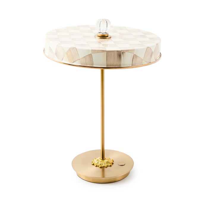 Mocha Check LED Rechargeable Disk Table Lamp - {current_domain}