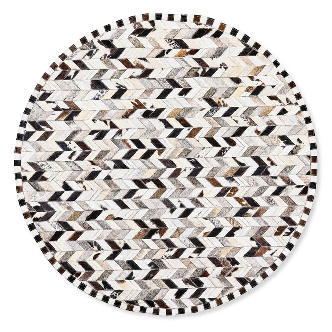 Black Herringbone Hair on Hide 6' Round Rug - {current_domain}