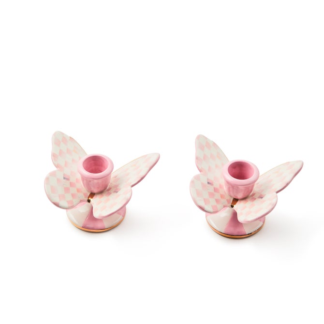 Rosy Check Butterfly Candle Holders, Set of 2 - {current_domain}