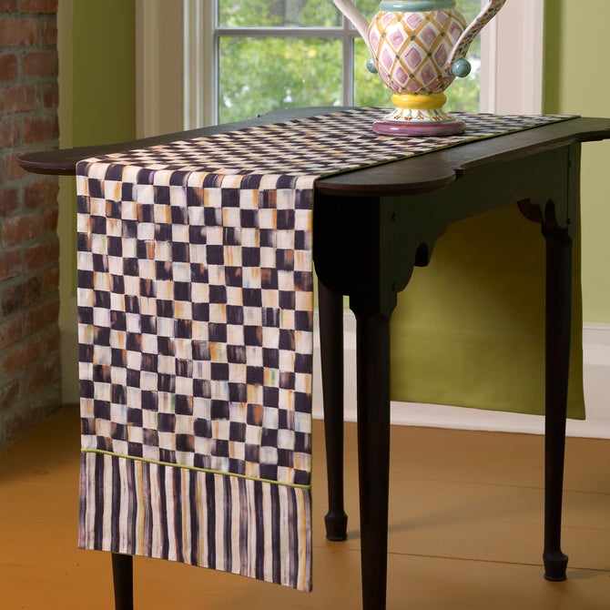 Courtly Check & Stripe Table Runner - {current_domain}