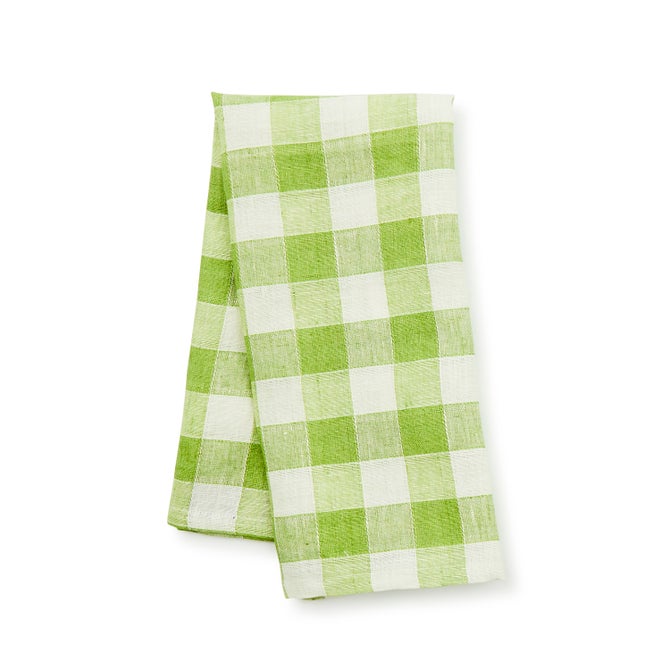 Green Check Linen Dish Towel - {current_domain}