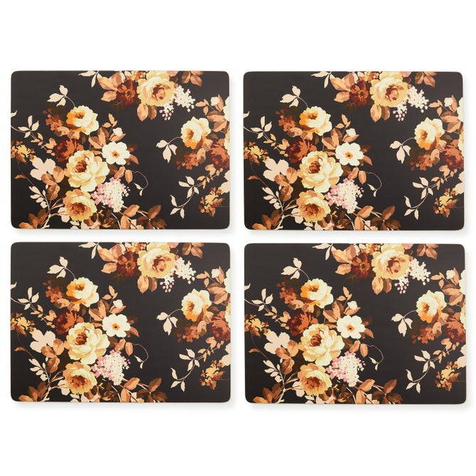 Mocha Wild Rose Cork Back Placemats, Set of 4 - {current_domain}