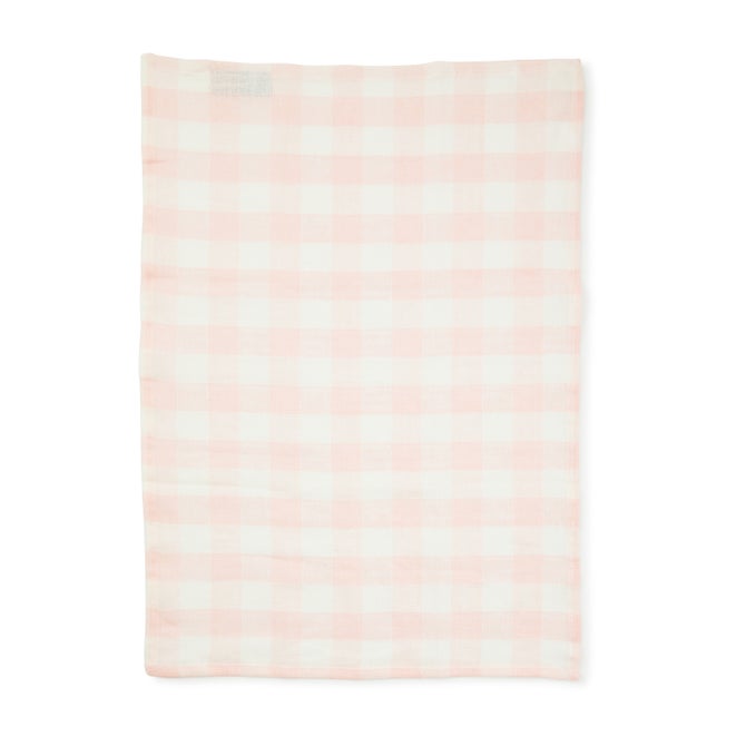 Pink Check Linen Dish Towel - {current_domain}
