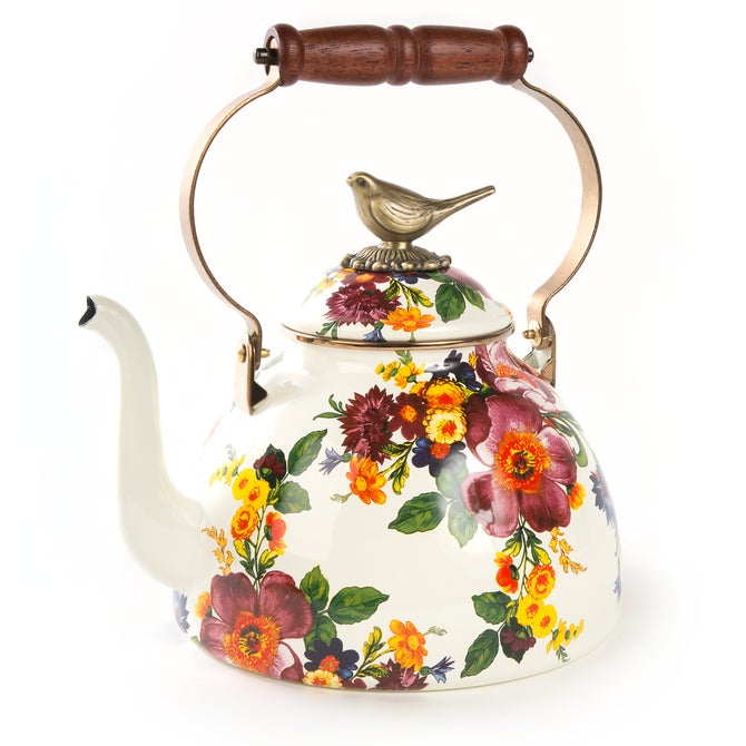 White Flower Market 3 Quart Tea Kettle with Bird - {current_domain}