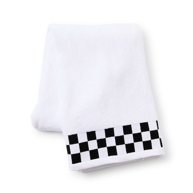 Bath Towel with Black Check Border - {current_domain}